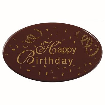 Schoko-Dekor Aufleger bitter 'Happy Birthday' (72 Stk)