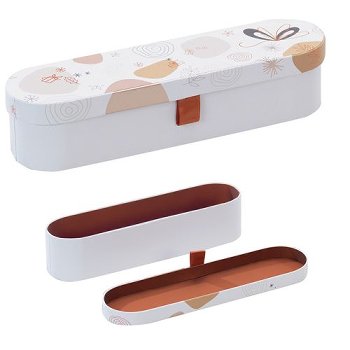 @ Pralinen- | Geschenk-Schachtel Eclairform | oval weiß mit Motiv (ca. 8 Pralinen)