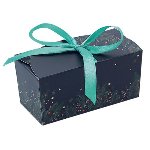 @ Pralinen-| Geschenk-Schachtel dunkelblau mit Weihnachtsmotiv, mit Schleife 'Ballotin ruban' (250g)
