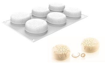 @ Silikon-Matte | -Form 6 runde Formen mit Schneeflocken-Relief