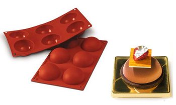 @ Silikon-Matte | -Form 6 runde Formen | Halbkugeln (1/3GN=17,5x30cm)