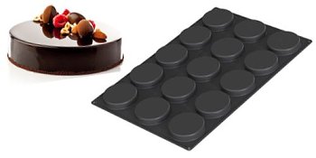 Silikon-Matte | -Form 15 runde Formen | Törtchen | Tartelettes | Florentiner (60x40cm)