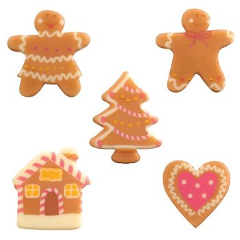 @ Schoko-Dekor Aufleger weiß Lebkuchenmotive (80 Stk)