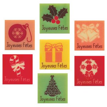 @ Schoko-Dekor Aufleger weiß Carré 'Joyeuses Fetes' (120 Stk)