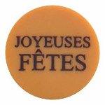 @ Schoko-Dekor Aufleger karamellisiert weiß rund 'Joyeuses Fetes' (220 Stk)