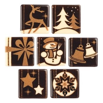 @ Schoko-Dekor Aufleger Quadrate 'Weihnachtsmotive' , weiße Schokolade sortiert (162 Stk)