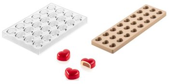 @ Kit Gießform Praline | Pralinengießform + Silikonmatte 24 Herzen