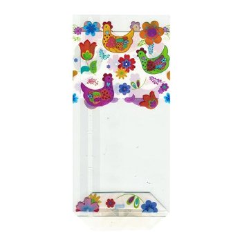 @ Bodenbeutel | Tütchen Polypropylen Ostermotiv Blumen/Hennen bunt 220/100 (100 Stk)