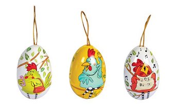 @ Metall-Eier zum Befüllen Frühlings- | Ostermotiv Hennen bunt (3x6 Stk)