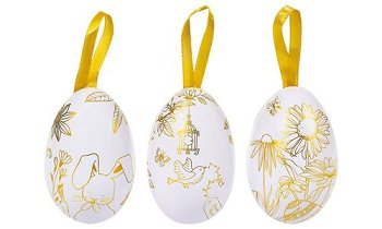 @ Metall-Eier zum Befüllen Frühlings- | Ostermotiv weiß/gold (3x6 Stk)