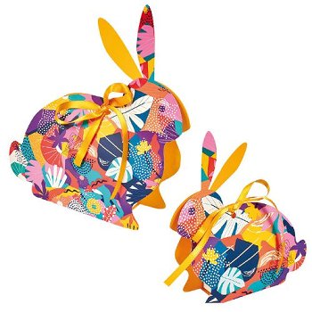 @ Pralinen- | Geschenk-Schachtel Osterhase mit Schleife bunt (ca. 2 Pralinen)