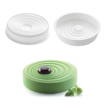 @ Silikon-Matte | -Form | Einzel- | Kuchenform rund mit Relief 'Vague'