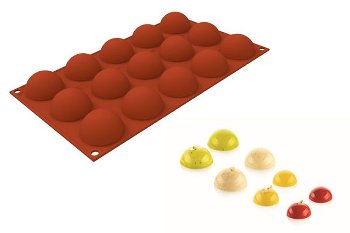 @ Silikon-Matte | -Form 15 runde Formen | Halbkugeln (1/3GN=17,5x30cm)