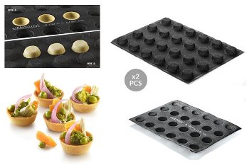 @ Silikon-Matte | -Form | Backmatte gelocht antihaft, 24 runde Formen | Tartelettes (2 Stk)