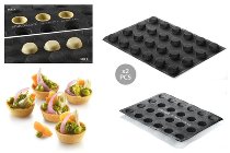@ Silikon-Matte | -Form | Backmatte gelocht antihaft, 24 runde Formen | Tartelettes (2 Stk)