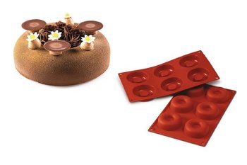 @ Silikon-Matte | -Form 6 runde Formen mit Loch | Ringe | Donuts | Savarins (1/3GN=17,5x30cm)
