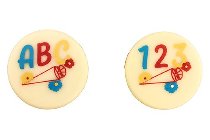 @ Schoko-Dekor Aufleger Zahlen und Buchstaben mit Schultüte, weiße Schokolade (280 Stk)