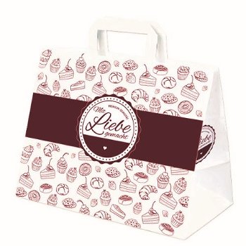 Papiertragetaschen weiß 'Mit Liebe' 320/215/270 (250 Stk)