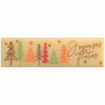 @ Schoko-Dekor Aufleger weiß Rechteck 'Joyeuses Fêtes Sapin' (100 Stk)