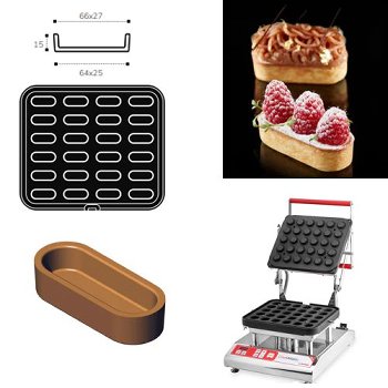 @ Cookmatic Back-Platte Oval glatt | Eclairformen (2 tlg) Ober-& Unterteil