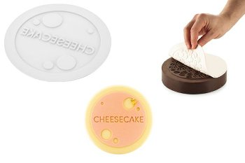 @ Silikon-Matte | -Form mit Relief | Reliefmatte rund Schriftzug 'Cheesecake'
