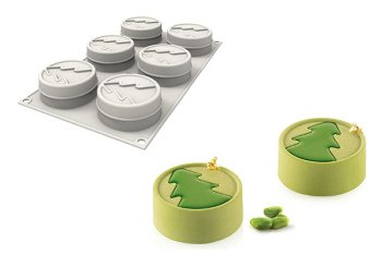 @ Silikon-Matte | -Form 6 runde Formen mit Weihnachts- | Tannen- | Christbaum-Relief
