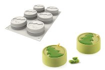 @ Silikon-Matte | -Form 6 runde Formen mit Weihnachts- | Tannen- | Christbaum-Relief