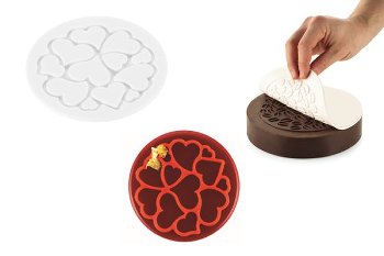 Silikon-Matte | -Form mit Relief | Reliefmatte rund klein Herzen