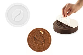 Silikon-Matte | -Form mit Relief | Reliefmatte rund klein Kaffeebohne