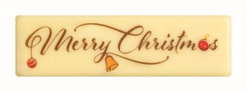 @ Schoko-Dekor Aufleger weiß Rechteck 'Merry Christmas' (110 Stk)