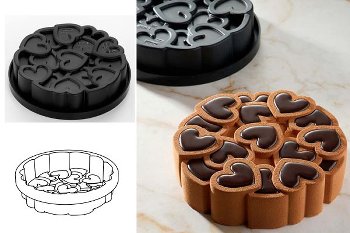 @ Silikon-Matte | -Form | Einzel- | Kuchenform rund mit Herz-Relief 'Eros 2.0'