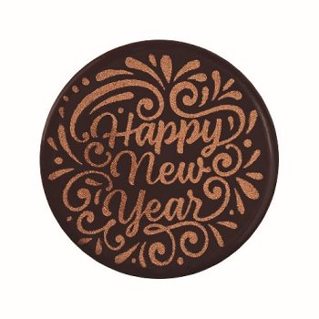 @ Schoko-Dekor Aufleger bitter rund 'Happy New Year' (88 Stk)