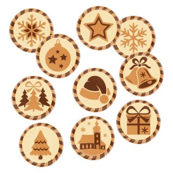 @ Schoko-Dekor Aufleger Kreise 'Weihnachtsmotive' , weiße Schokolade sortiert (160 Stk)
