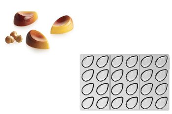 @ Gießform Praline | Pralinengießform 24 ovale Formen mit Delle | Mulde 'Aurora-P'