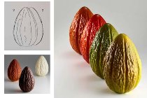 @ Gießform Ei Kakaofrucht 'Cacao' (4 Teile für 2 Stk)