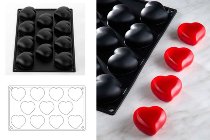@ Silikon-Matte | -Form 11 Herzen 'Passion40time' (30x17,5cm)